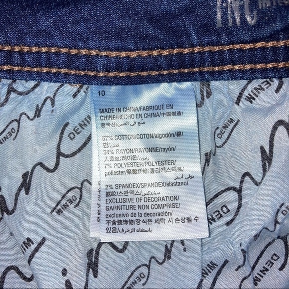 Inc Boyfriend Distress Crystal Crop Womens Jeans 10 Blue - Picture 10 of 12